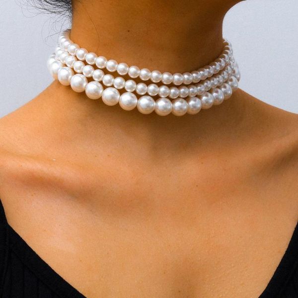 vintage baroque pearl necklce for women layered boho white imiation pearl choker necklace elegant collar jewelry charm, Silver
vintage baroque pearl necklce for women layered boho white imiation pearl choker necklace elegant collar jewelry charm, Silver