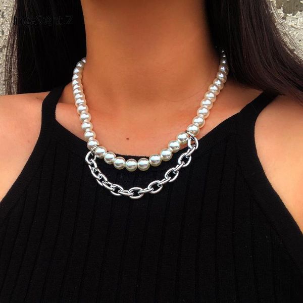 ingesight.z punk imitation pearl choker necklace collar hip hop thick chunky curb cuban chain pendant necklace for women jewelry, Silver
ingesight.z punk imitation pearl choker necklace collar hip hop thick chunky curb cuban chain pendant necklace for women jewelry, Silver