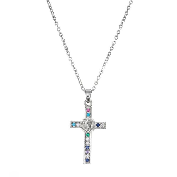 pendant necklaces classic design cross virgin mary necklace for women men mix color cz jewelry, Silver
pendant necklaces classic design cross virgin mary necklace for women men mix color cz jewelry, Silver