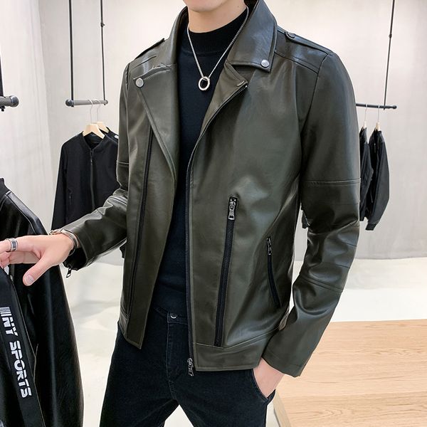 autumn leather men's motorcycle clothing trend korean washed pu leather jacket slim men's thin casual coat is handsome, Black
autumn leather men's motorcycle clothing trend korean washed pu leather jacket slim men's thin casual coat is handsome, Black