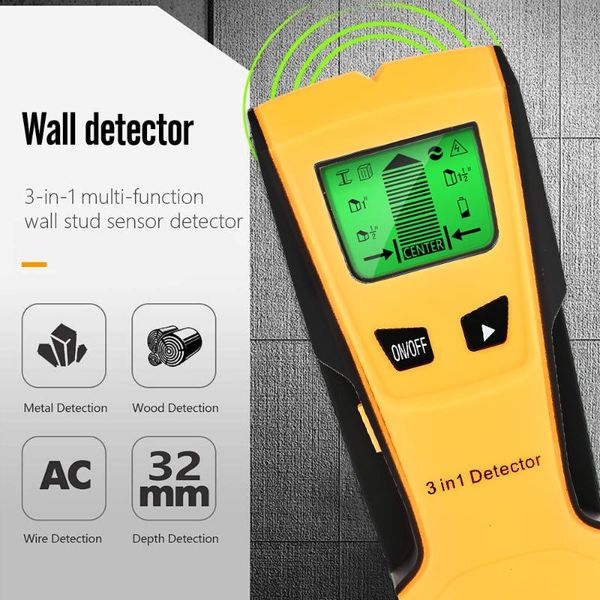 3 in 1 digital metal detector find metal wood studs ac voltage live wire detect wall scanner electric box finder wall detector
3 in 1 digital metal detector find metal wood studs ac voltage live wire detect wall scanner electric box finder wall detector