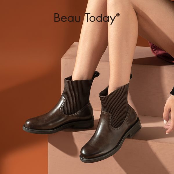 beautoday ankle boots women genuine cow leather knit fabric sock boot round toe slip-on autumn ladies shoes handmade 03670, Black
beautoday ankle boots women genuine cow leather knit fabric sock boot round toe slip-on autumn ladies shoes handmade 03670, Black