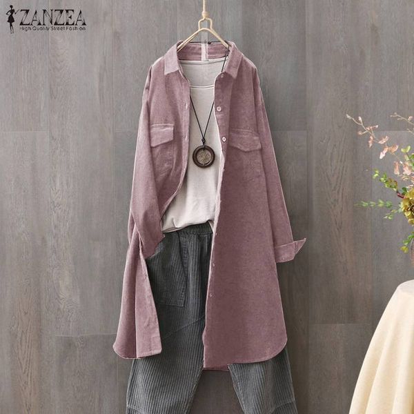 women's blouses & shirts spring solid corduroy blouse zanzea vintage long sleeve tunic women casual work vestido female blusas chemise, White
women's blouses & shirts spring solid corduroy blouse zanzea vintage long sleeve tunic women casual work vestido female blusas chemise, White