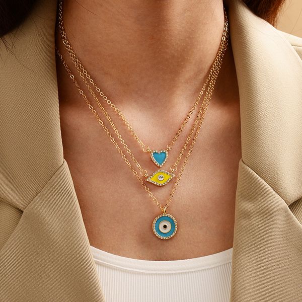 2020 new bohemian enamel heart lips evil eye pendant necklaces for women fashion rhinestone crystal chain necklace jewelry, Silver
2020 new bohemian enamel heart lips evil eye pendant necklaces for women fashion rhinestone crystal chain necklace jewelry, Silver