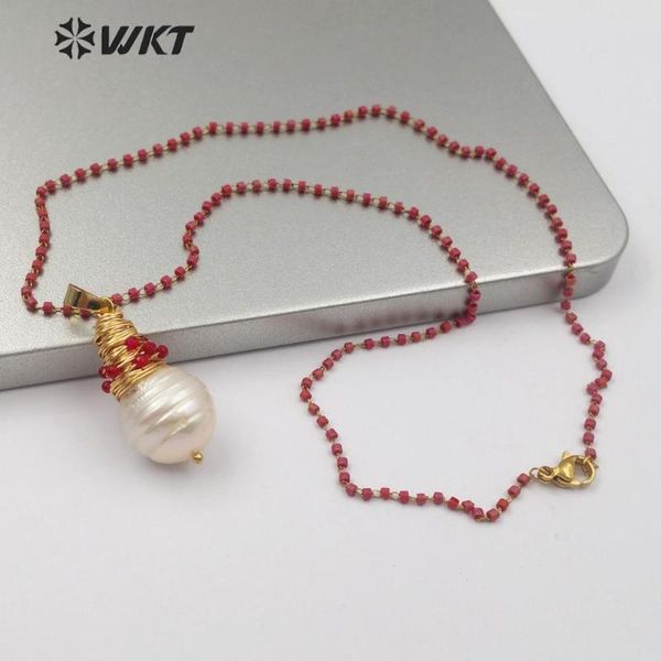chains wt-jn090 natural baroque pearl pendant necklace wire wrapped with gem beads charm beaded women, Silver
chains wt-jn090 natural baroque pearl pendant necklace wire wrapped with gem beads charm beaded women, Silver