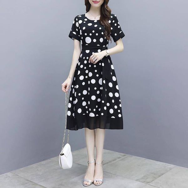 polka dot women's mid-length 2020 summer new korean style fashion temperament slim crew dress dress neck large skirt mp0t5, Black;gray
polka dot women's mid-length 2020 summer new korean style fashion temperament slim crew dress dress neck large skirt mp0t5, Black;gray