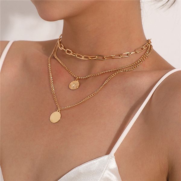 bacolod thick gold color multi-layer chain necklace for women round party birthday jewelry hyperbole female pendant necklace, Silver
bacolod thick gold color multi-layer chain necklace for women round party birthday jewelry hyperbole female pendant necklace, Silver