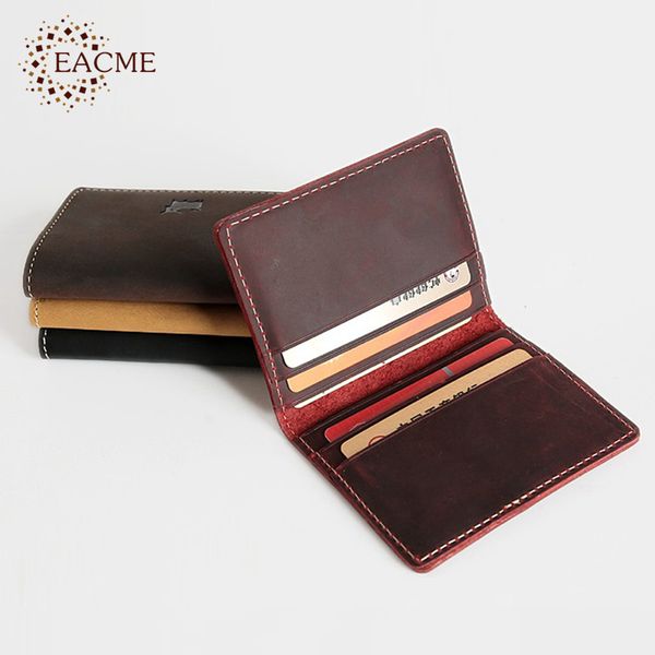 eacme handmade card case purse vintage crazy horse leather mini wallets thin delicate business s cases pack holder, Brown;gray
eacme handmade card case purse vintage crazy horse leather mini wallets thin delicate business s cases pack holder, Brown;gray