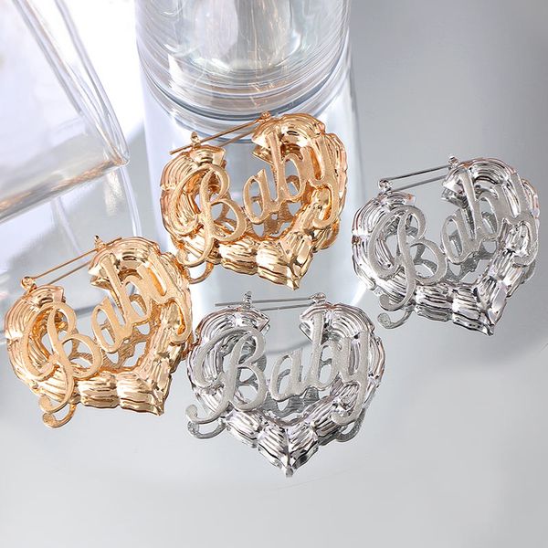 hoop & huggie flatfoosie hip hop hollow bamboo earrings gold silver color metal baby letter heart fashion statement jewelry gift, Golden;silver
hoop & huggie flatfoosie hip hop hollow bamboo earrings gold silver color metal baby letter heart fashion statement jewelry gift, Golden;silver