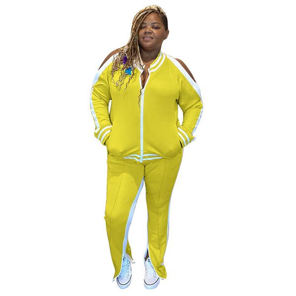 women tracksuits fashion striped panelled suit casual long hole sleeve zipper neck long pants plus size women clothing, Gray
women tracksuits fashion striped panelled suit casual long hole sleeve zipper neck long pants plus size women clothing, Gray