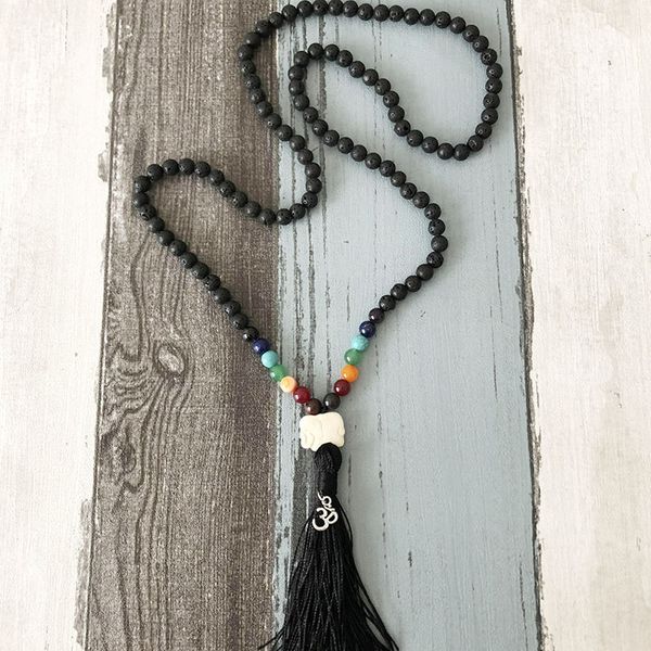 black tassel 108 mala beads lava rock necklace healing meditation yoga necklaces elephant charm chakra beaded necklace gift, Silver
black tassel 108 mala beads lava rock necklace healing meditation yoga necklaces elephant charm chakra beaded necklace gift, Silver