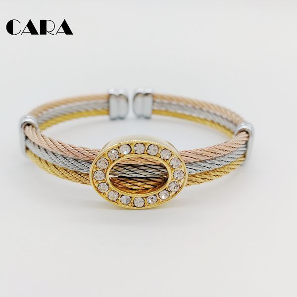 cara new arrival 316l stainless steel 2 tone cable bangles women fashion bracelet bangles with rhinestones cara0567, Black
cara new arrival 316l stainless steel 2 tone cable bangles women fashion bracelet bangles with rhinestones cara0567, Black