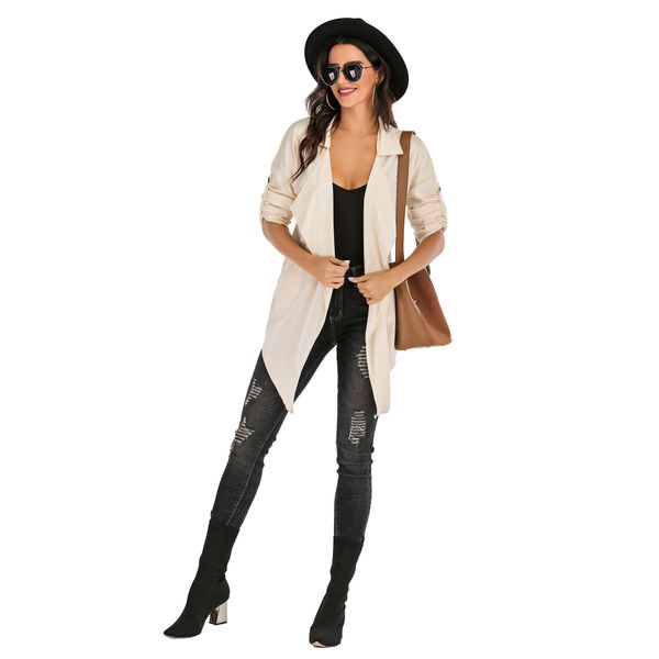 new women's autumn and winter solid color lapel pocket windbreaker casual fashion show thin buckle long sleevewindbreaker, Tan;black
new women's autumn and winter solid color lapel pocket windbreaker casual fashion show thin buckle long sleevewindbreaker, Tan;black