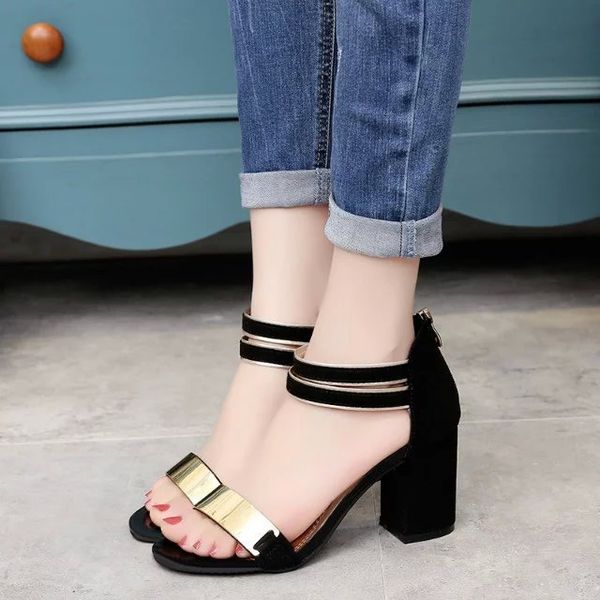 dress shoes metal string bead summer women sandals open toe women's sandles square heel korean style gladiator, Black
dress shoes metal string bead summer women sandals open toe women's sandles square heel korean style gladiator, Black