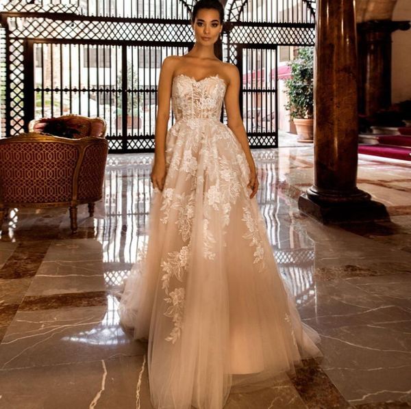 2020 vintage champagne wedding dresses a line boho elegant lace appliques sleeveless brdial gowns beach lacing wedding party dresses, White
2020 vintage champagne wedding dresses a line boho elegant lace appliques sleeveless brdial gowns beach lacing wedding party dresses, White