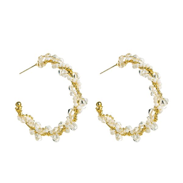 new charm korean crystal statement earrings for woman vintage hand winding beaded hoop earrings woman party ear jewelry brincos, Golden;silver
new charm korean crystal statement earrings for woman vintage hand winding beaded hoop earrings woman party ear jewelry brincos, Golden;silver
