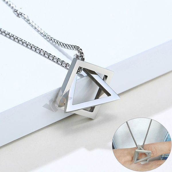 pendant necklaces stylish men's geometric necklace minimalist stainless steel rock punk triangle and square jewelry, Silver
pendant necklaces stylish men's geometric necklace minimalist stainless steel rock punk triangle and square jewelry, Silver