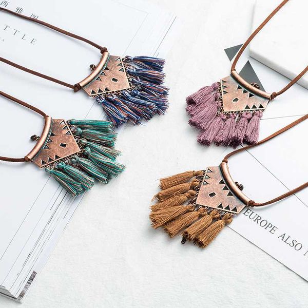 women boho ethnic tassel choker pendant necklace long leather rope chain vintage necklace for women wedding party jewelry, Silver
women boho ethnic tassel choker pendant necklace long leather rope chain vintage necklace for women wedding party jewelry, Silver