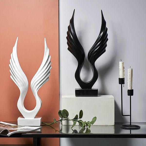 2 color modern abstract black/white wings feather statue deskresin wings crafts sculpture home decor wings figurine artware t200619
2 color modern abstract black/white wings feather statue deskresin wings crafts sculpture home decor wings figurine artware t200619