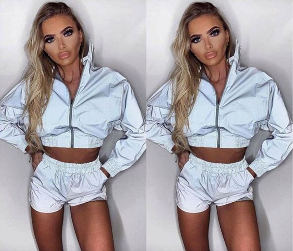 fashion female women casual clothes sets reflective coat clubwear long sleeve casual jacket outwear crop bottons shorts, Gray
fashion female women casual clothes sets reflective coat clubwear long sleeve casual jacket outwear crop bottons shorts, Gray