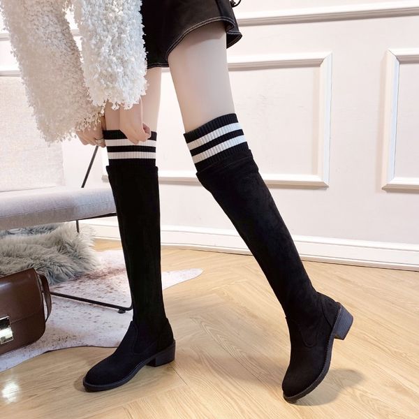 boots 2021 autumn winter warm over-the-knee women's shoes chunky heel semi-high heeled fleece round head long elastic 43, Black
boots 2021 autumn winter warm over-the-knee women's shoes chunky heel semi-high heeled fleece round head long elastic 43, Black