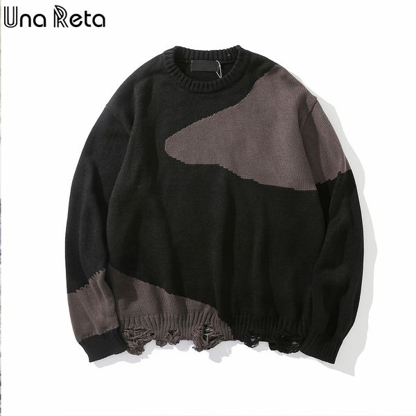 una reta geometry sweater men new autumn streetwear men clothing hip hop pullover holes pull oversized sweater, White;black
una reta geometry sweater men new autumn streetwear men clothing hip hop pullover holes pull oversized sweater, White;black