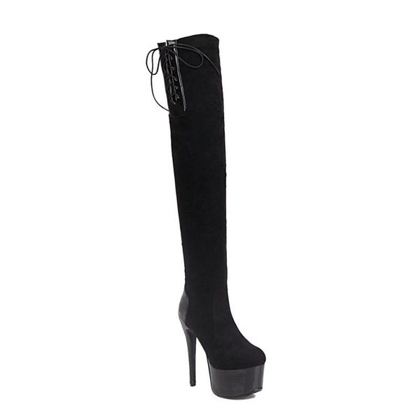 super high waterproof platform stiletto flock over the knee boots super high heel 2 kinds of heel winter short plush boots, Black
super high waterproof platform stiletto flock over the knee boots super high heel 2 kinds of heel winter short plush boots, Black