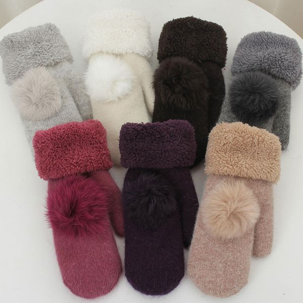 fashion female winter warm gloves knitted wool double thicker cashmere mittens cute hair ball fingerless women gloves, Blue;gray
fashion female winter warm gloves knitted wool double thicker cashmere mittens cute hair ball fingerless women gloves, Blue;gray