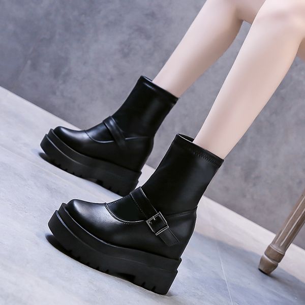 spring women internal increase boots autumn fashion leather platform gothic boots punk combat british style for women, Black
spring women internal increase boots autumn fashion leather platform gothic boots punk combat british style for women, Black