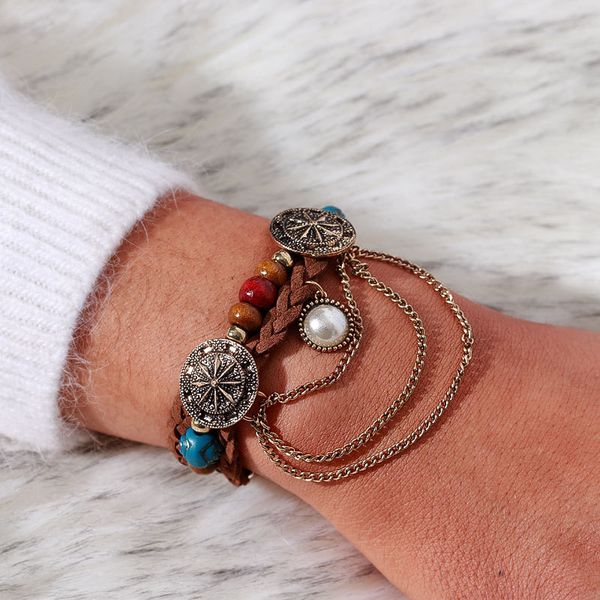 tennis european american retro fashion hand-woven chain link beaded composite bracelet jewelry cow leather braided, Golden;silver
tennis european american retro fashion hand-woven chain link beaded composite bracelet jewelry cow leather braided, Golden;silver