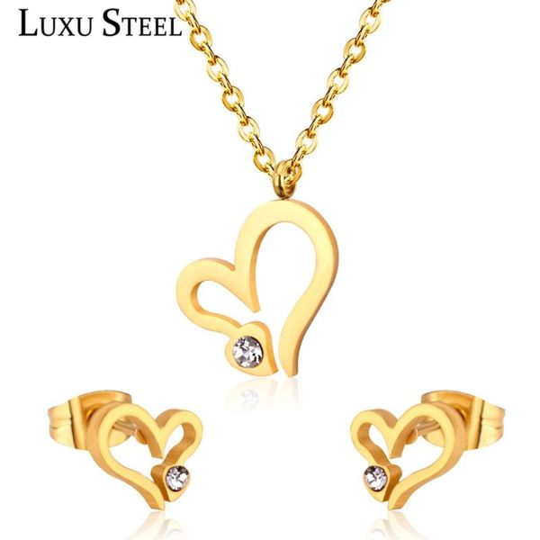 luxusteel pendientes женщины комплекты ювелирных изделий из нержавеющей стали сердца ожерелье серьги brinco свадебные украшения аксессуары п, Silver
luxusteel pendientes женщины комплекты ювелирных изделий из нержавеющей стали сердца ожерелье серьги brinco свадебные украшения аксессуары п, Silver