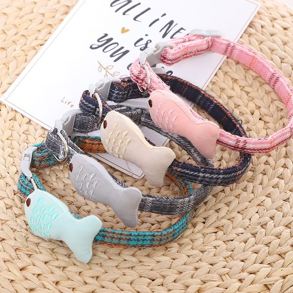 dog collars & leashes pet cat collar with fish cute plaid neck strap adjustable buckle kitten puppy animal accessories
dog collars & leashes pet cat collar with fish cute plaid neck strap adjustable buckle kitten puppy animal accessories