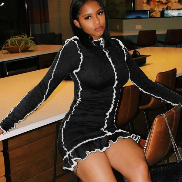 sleeve dress fashion contrast color o neck slim bodycon dress women designers clothes 2020 atumn women long, Black;gray
sleeve dress fashion contrast color o neck slim bodycon dress women designers clothes 2020 atumn women long, Black;gray