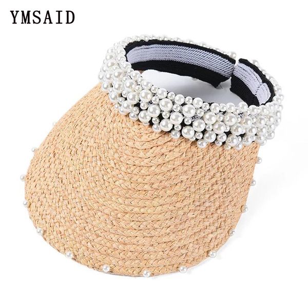 wide brim hats fashion hand-stitched pearls headband sun hat protection summer travel lafite grass cap female beach empty visor, Blue;gray
wide brim hats fashion hand-stitched pearls headband sun hat protection summer travel lafite grass cap female beach empty visor, Blue;gray