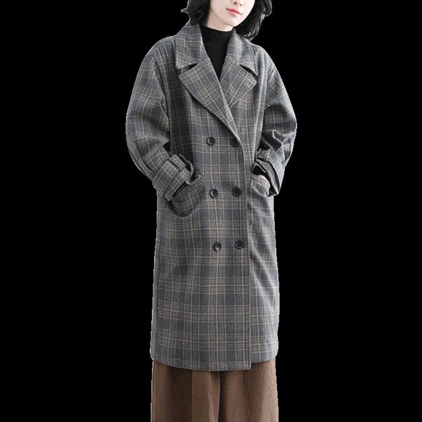 women's trench coats women autumn winter large size plaid long sleeve female woolen cloth v-neck loose casual coat, Tan;black
women's trench coats women autumn winter large size plaid long sleeve female woolen cloth v-neck loose casual coat, Tan;black