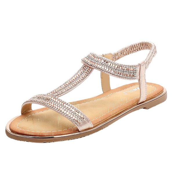 fashion women's summer bohemian rhinestone sandals non-slip flat round toe elastic band beach shoes women sandals #35, Black
fashion women's summer bohemian rhinestone sandals non-slip flat round toe elastic band beach shoes women sandals #35, Black
