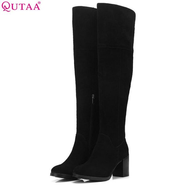 qutaa 2020 women over the knee high boots platform square toe elegant winter boots women motorcycle big size 34-39, Black
qutaa 2020 women over the knee high boots platform square toe elegant winter boots women motorcycle big size 34-39, Black