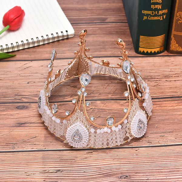 round crown retro lace tiara birthday headwear beaded queen hair accessory headwear trendy decoration, Golden;silver
round crown retro lace tiara birthday headwear beaded queen hair accessory headwear trendy decoration, Golden;silver