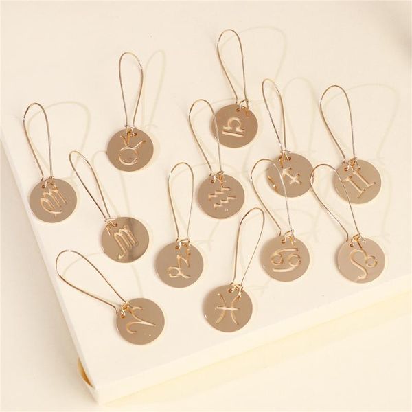 hoop & huggie 12 zodiac constellation earrings for women vintage gold color leo libra aries elegant jewelry gifts bijoux, Golden;silver 
hoop & huggie 12 zodiac constellation earrings for women vintage gold color leo libra aries elegant jewelry gifts bijoux, Golden;silver