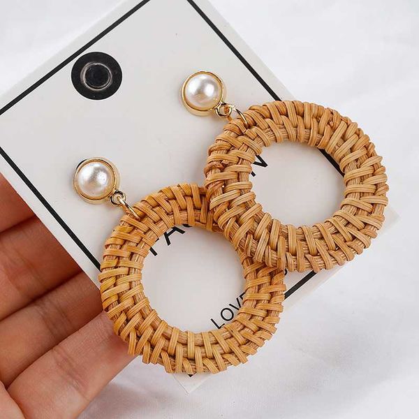 aensoa simple korea bamboo round drop earrings for women handmade rattan straw braid geometric earrings party jewelry accessorie, Silver 
aensoa simple korea bamboo round drop earrings for women handmade rattan straw braid geometric earrings party jewelry accessorie, Silver