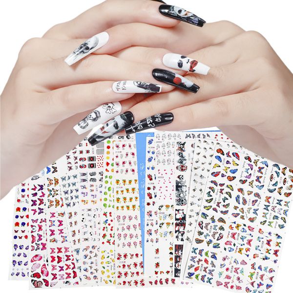12 designs nail sticker set mixed floral butterfly fruit joker halloween nail art water transfer decals tattoos sliders manicure, Black
12 designs nail sticker set mixed floral butterfly fruit joker halloween nail art water transfer decals tattoos sliders manicure, Black