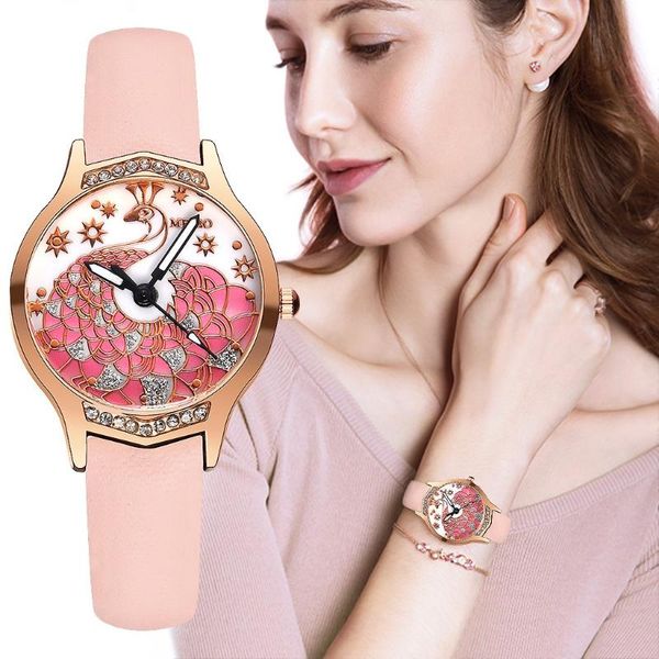 luxury leather strap women watch peacock print dial watch ladies quartz wristwtahc brand clock relogio feminino#w, Slivery;brown
luxury leather strap women watch peacock print dial watch ladies quartz wristwtahc brand clock relogio feminino#w, Slivery;brown