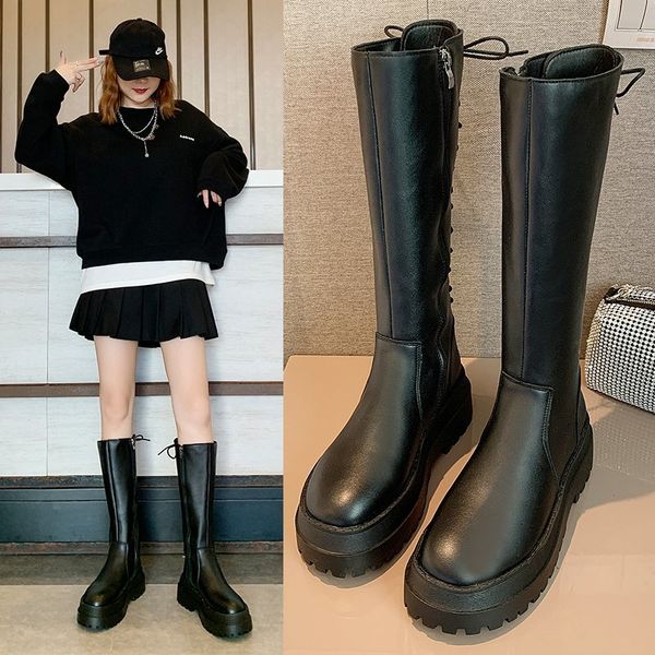 women's rubber boots shoes round toe flat heel thigh high heels high luxury designer zipper boots-women, Black
women's rubber boots shoes round toe flat heel thigh high heels high luxury designer zipper boots-women, Black
