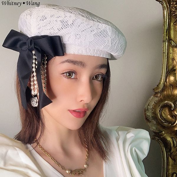 whitney wang 2020 summer fashion vintage style bow patchwork beading tassel lace berets women straw hat lady arts cap, Blue;gray
whitney wang 2020 summer fashion vintage style bow patchwork beading tassel lace berets women straw hat lady arts cap, Blue;gray
