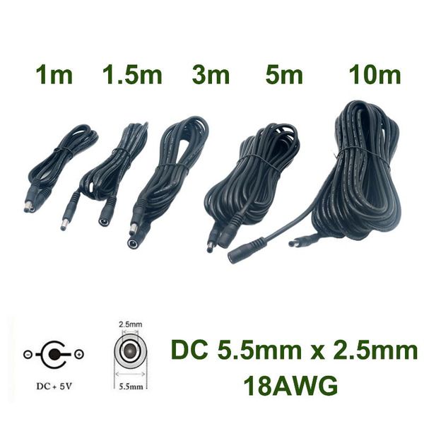 1pc cctv dc power 5.5mm x 2.5mm male to female adapter connector extension cord extender converter cable 18awg
1pc cctv dc power 5.5mm x 2.5mm male to female adapter connector extension cord extender converter cable 18awg