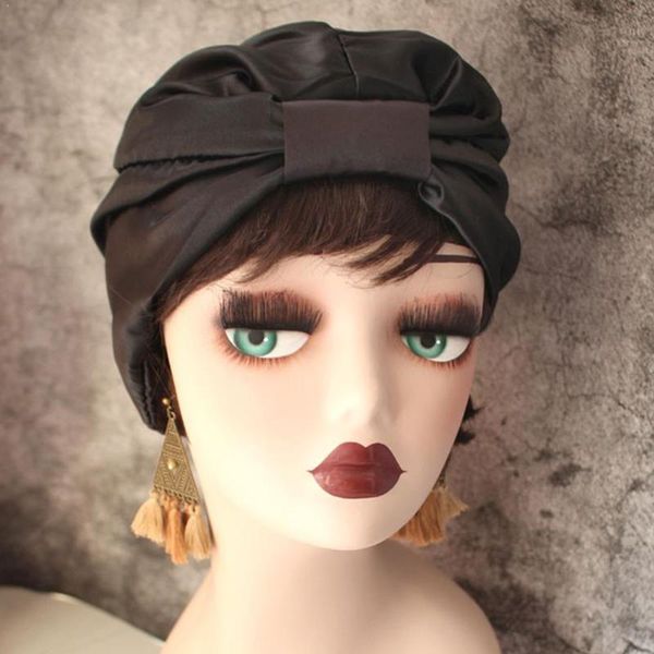 double stretch satin turban hat brim satin night hat elastic head bonnet night band lined flower cap cover sleep cap bo z1x1, Blue;gray
double stretch satin turban hat brim satin night hat elastic head bonnet night band lined flower cap cover sleep cap bo z1x1, Blue;gray