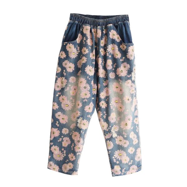 women jeans denim pants joggers for summer big loose straight flowers floral fashion casual elastic waist az27202012, Blue
women jeans denim pants joggers for summer big loose straight flowers floral fashion casual elastic waist az27202012, Blue