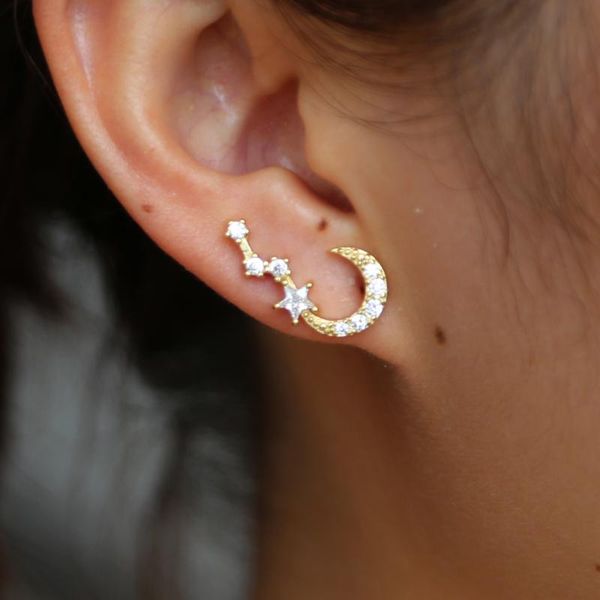2020 fine 925 sterling silver shiny crystal moon stars mini multi cz stud earrings women charm fashion wedding gifts, Golden;silver
2020 fine 925 sterling silver shiny crystal moon stars mini multi cz stud earrings women charm fashion wedding gifts, Golden;silver
