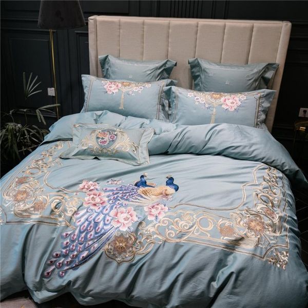 bedding sets luxury 120s egyptian cotton embroidered set king blue peacock duvet cover bed sheet pillowcase 4/6pcs
bedding sets luxury 120s egyptian cotton embroidered set king blue peacock duvet cover bed sheet pillowcase 4/6pcs