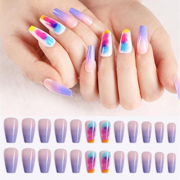 24pcs/set pink long coffin fake nails european rainbow ballerina full nail art tips colorful beauty detachable diy false nails, Red;gold
24pcs/set pink long coffin fake nails european rainbow ballerina full nail art tips colorful beauty detachable diy false nails, Red;gold